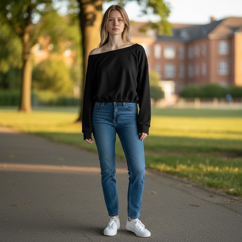 Heroine Sport Long Sleeve Cropped Top Black Xsmall off the shoulder boat neck